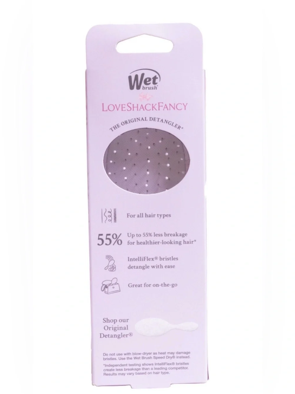 LoveShackFancy WetBrush Happy Thoughts Mini Detangler Brush Hibiscus